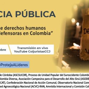 Intervención de Corporación Claretiana Norman Pérez Bello en audiencia pública “violaciones de Derechos Humanos contra personas defensoras”