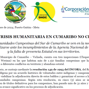 LA CRISIS HUMANITARIA EN CUMARIBO NO CESA